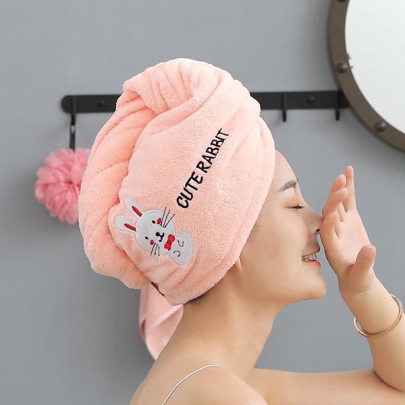 Magic Shower Hat Made of Microfiber, Double-layer Embroidery Towel, Bath Caps, A Hat for Dry Hair, A Quick -drying Soft Hat for A Lady, A Turban