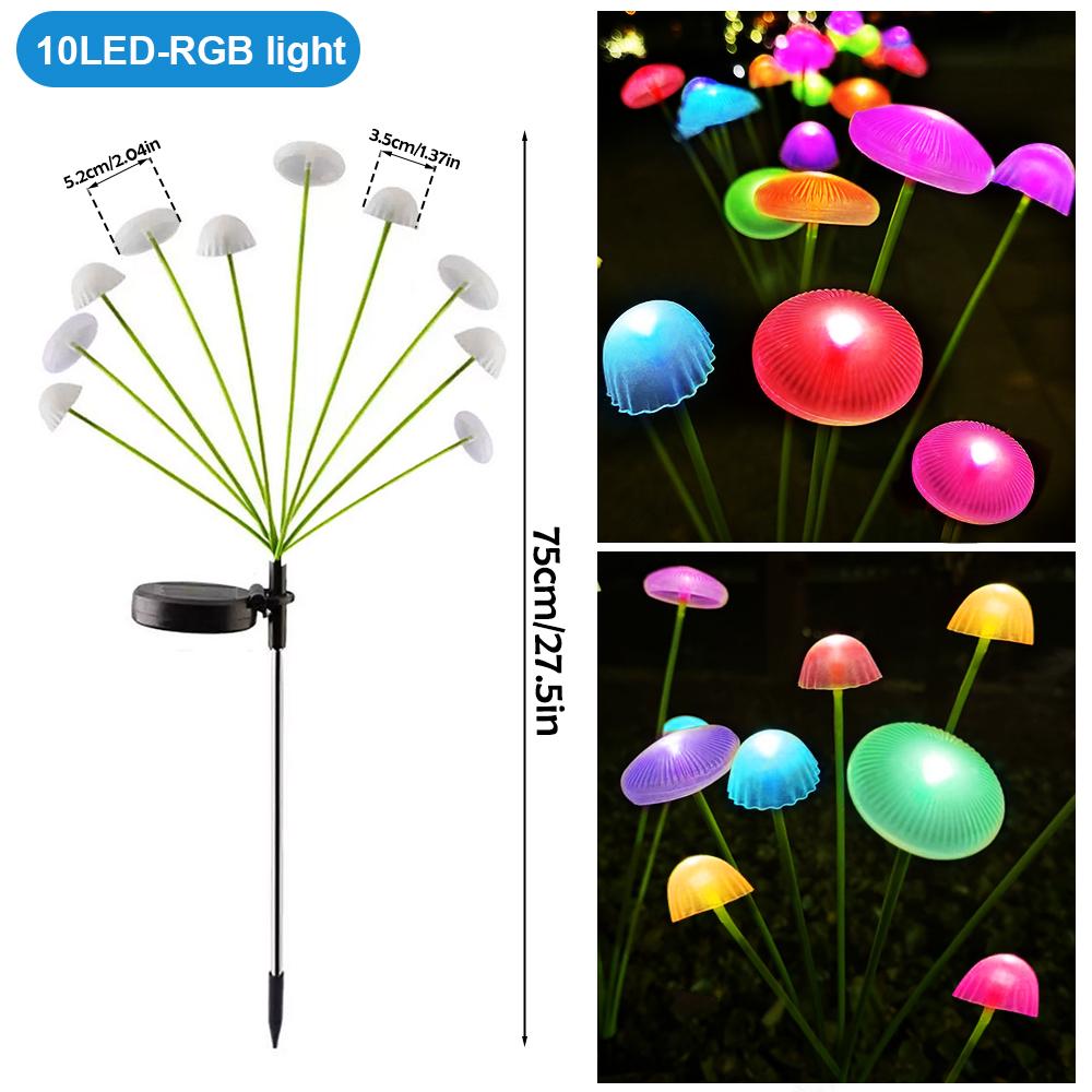 1/2/3/4PCS LED Solar Outdoor Jellyfish Swaying Lights Waterproof Garden RGB Mushroom Lawns Lamp for Patio Yard Garden Decoration
