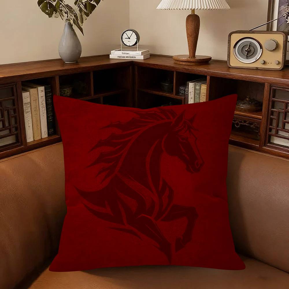 Modern Simple Geometric Light Luxury Horse Pillowcase Toon Gift Cushion Cover Bedroom Home Sofa Chair Seat Decor Pillow Case