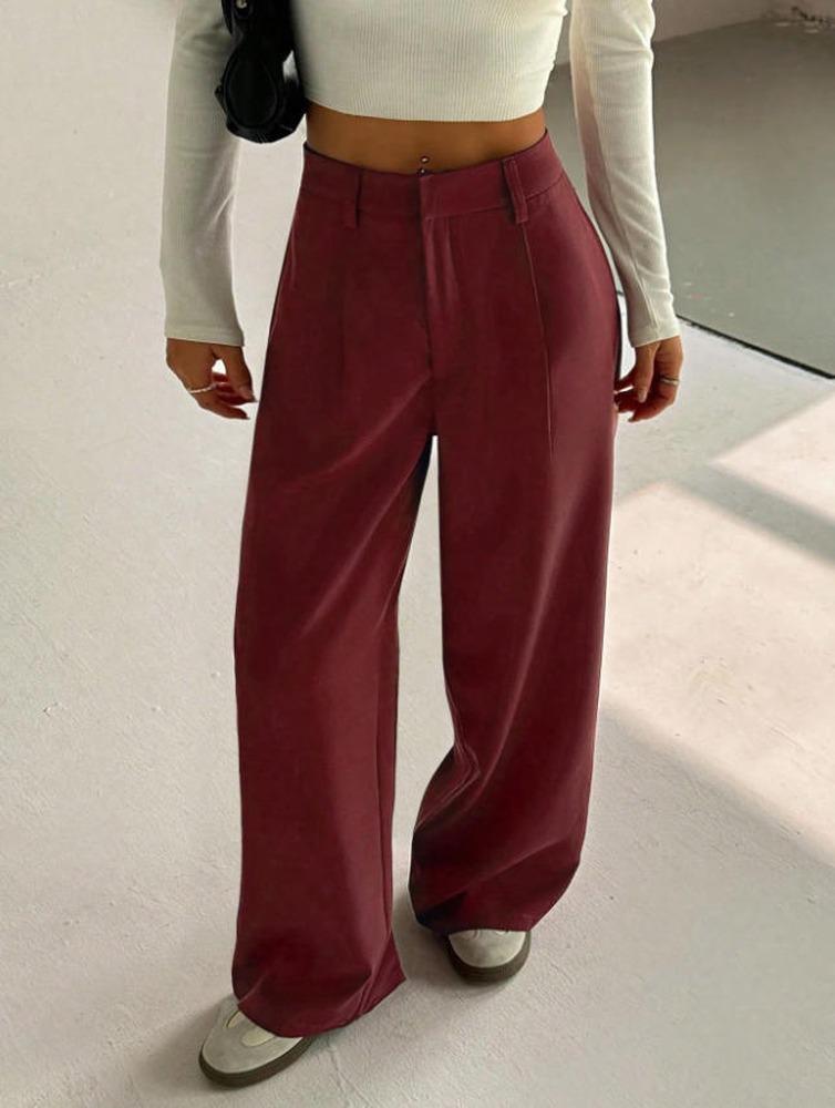 Fashion Women Loose Wide Leg Suit Pants High Waist Trousers Spring Autumn Casual Pants Ladies Elegant Solid Color Ladies Simple Long Trousers