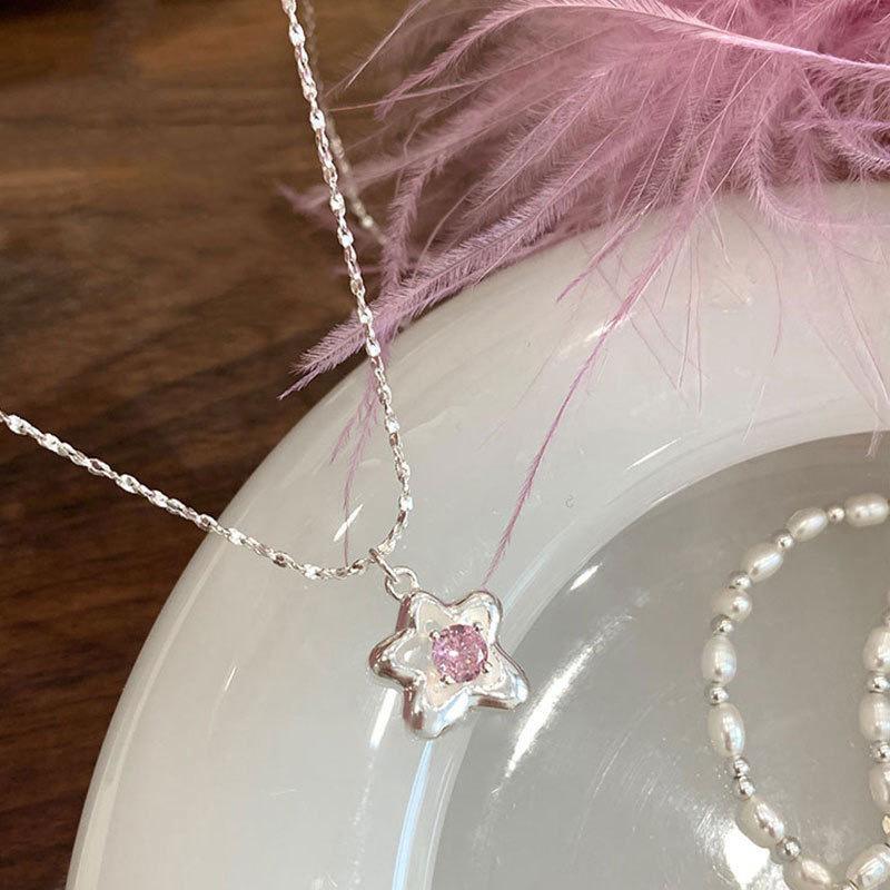 925 Silver Zircon Star Necklace - Women's Summer 2023 Light Luxury Clavicle Chain, Niche Design Gift