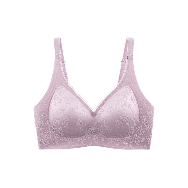 National style satin seamless upper tortilla underwear women's comfortable nude jelly strip no steel ring black technology gathering bra