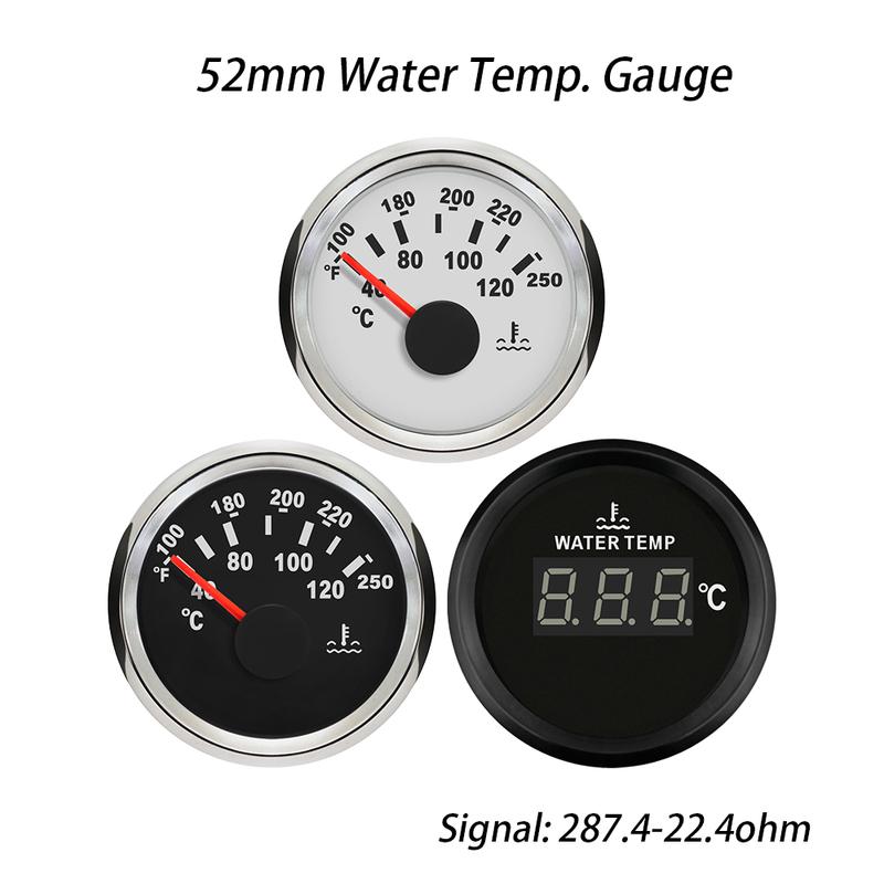 Rhaxel 52mm 2'' Digital Water Temp Gauge Temperature Meter 40-120℃ Degree 52mm 9-32V With Red Backlight for SUV Car Boats