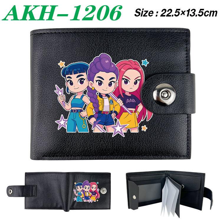 K-Pop Demon Hunters Wallet Black Soft Leather Snap Closure with Zipper Coin Pocket 1pcs