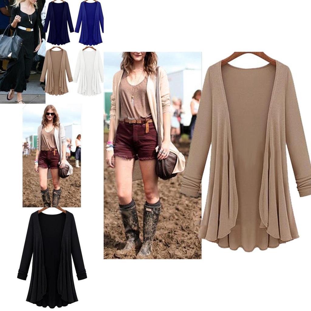 Women's Autumn Long Sleeve Slim Solid Color Knitted Sweater Cardigan Tops In Premium Quality