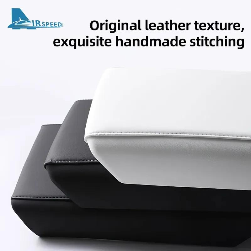 Leather Armrest Box Protective ABS Cover For Tesla Model 3 Model Y 2017- Highland 2024 Juniper 2025 Arm Rest Lid Accessories