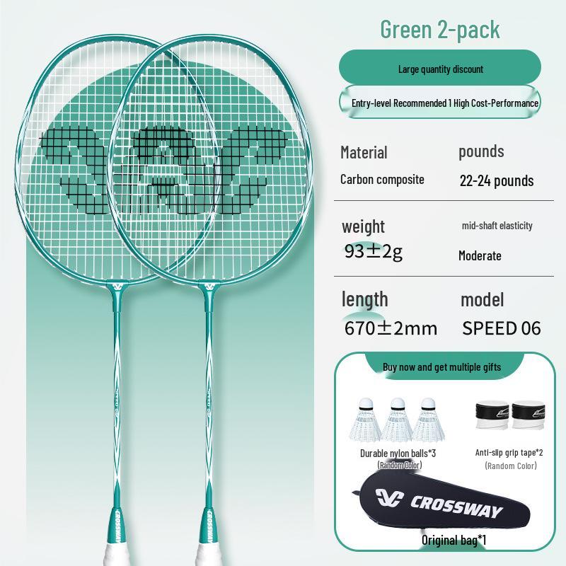Ultraleichtes Carbon-Verbundstoff-Badmintonschläger-Set mit Tasche – Professionelles Übungsset für Innen & Außen, zweiteilig