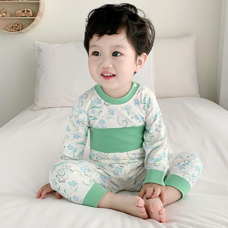 Newborn High Waist Cotton Pajama Set - Belly Protection and Autumn Bottoms