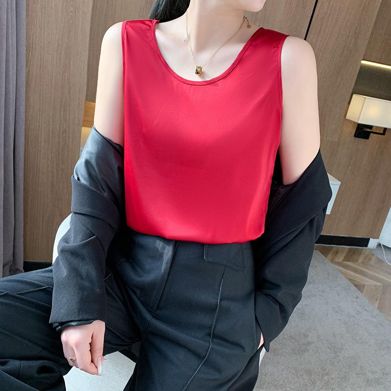 YYFS Women's Fashion Casual Summer Spring Solid Color Print Sleeveless O-Neck Blouses & Shirts