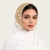 Breathable Muslim Instant Turban Solid Color Islamic Crinkle Shawl New Rhinestone Chiffon Scarf