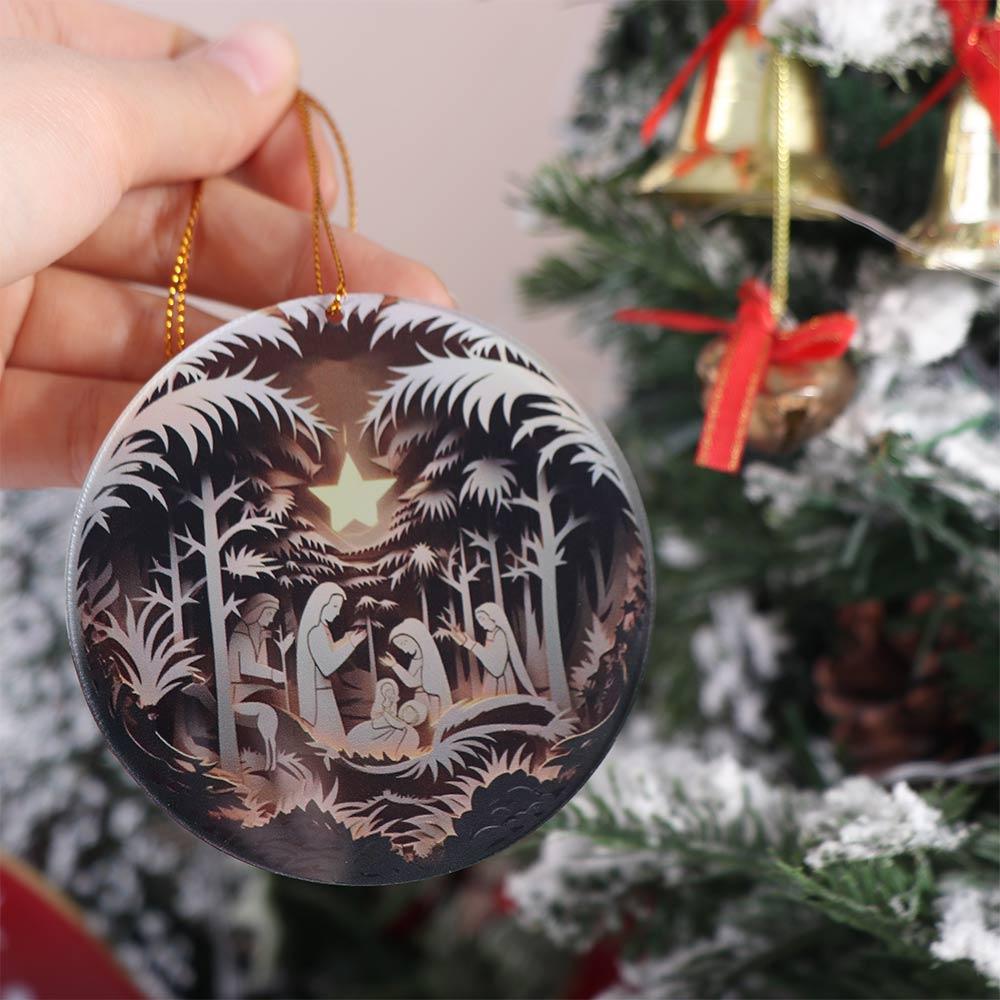 3d Effect Acrylic Flat Ornaments Christmas Nativity Xmas Tree Pendants  Party Supplies