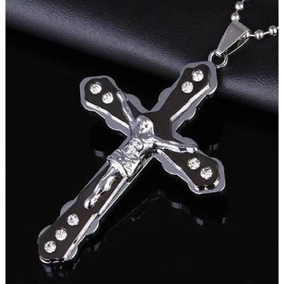 Moda clasică Cruce Isus pandantiv Colier bărbați Bijuterii credință (cu Silver Keel