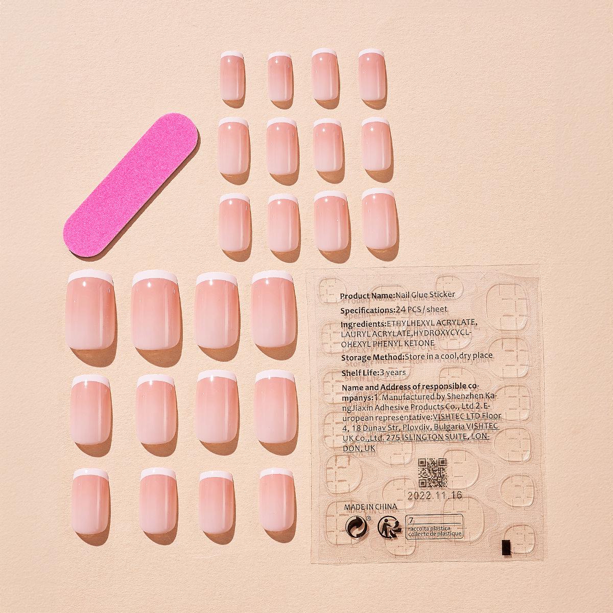 

Набор полупрозрачных градиентных французских накладных ногтей - 24 штуки