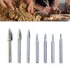 7Pcs Wood Carving Engraving Drill Accessories Bit Fitment For Rotary Tools 6mm Shank Woodworking Chisel Insert Cutter