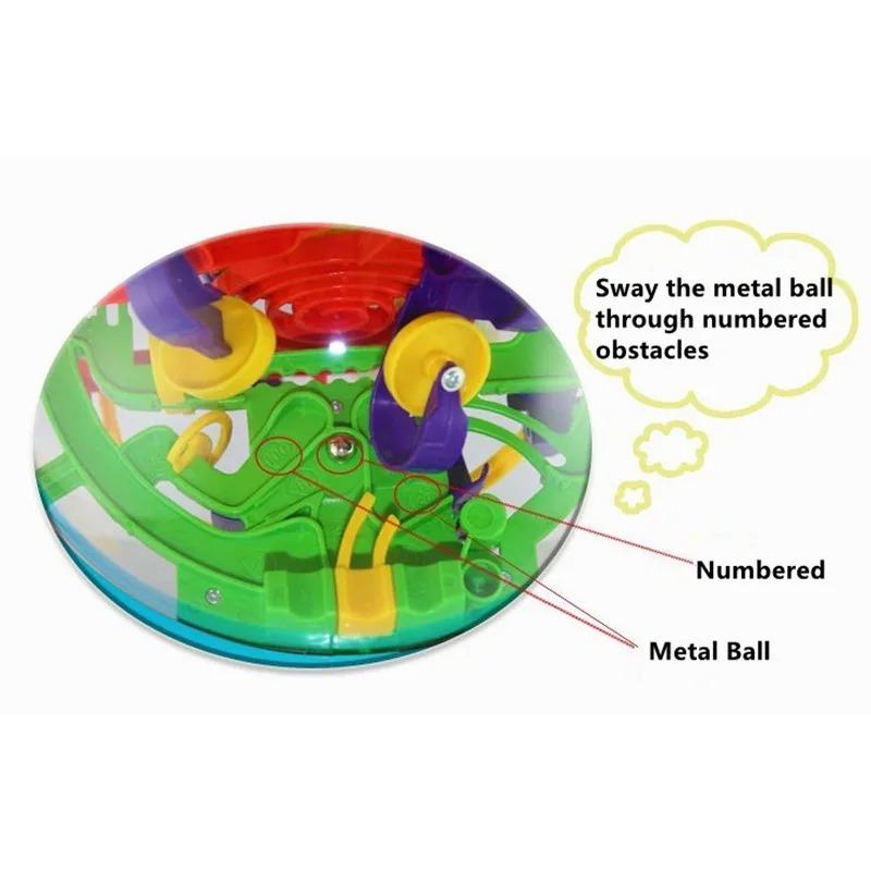 100 Step 3D Magic Maze Intellect Ball Labyrinth Sphere Globe Toys for Kids Educational Brain Tester Balance Training Toy Gifts
