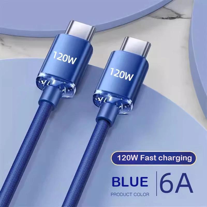 USB A or C to USB C Cable PD 120W 6A Fast Charging Wire For Xiaomi 14 13 12 POCO Realme Fast Charger USB Type C Quick Data Cord