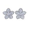 Sweet Lady Flower Stud Earrings with Brilliant Zirconia Aesthetic Graceful Accessories Female Daily Wearable Jewelry Gift