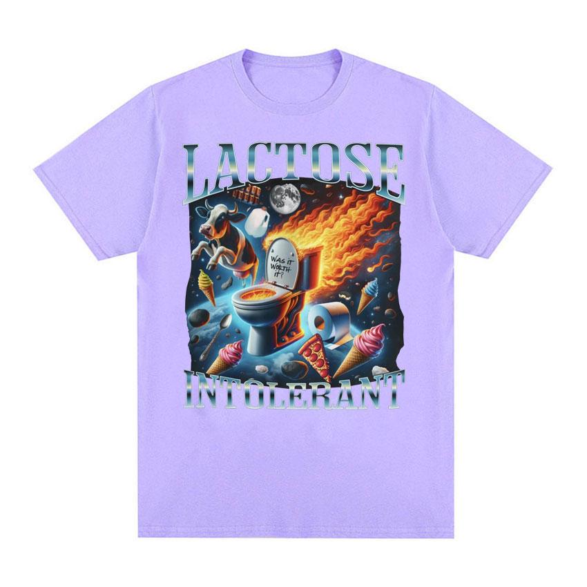 Lactose Intolerant Funny Meme Tee Shirt Men Women's Vintage Casual Short Sleeve T-shirt 100% Cotton Oversized Humor T Shirt Tops