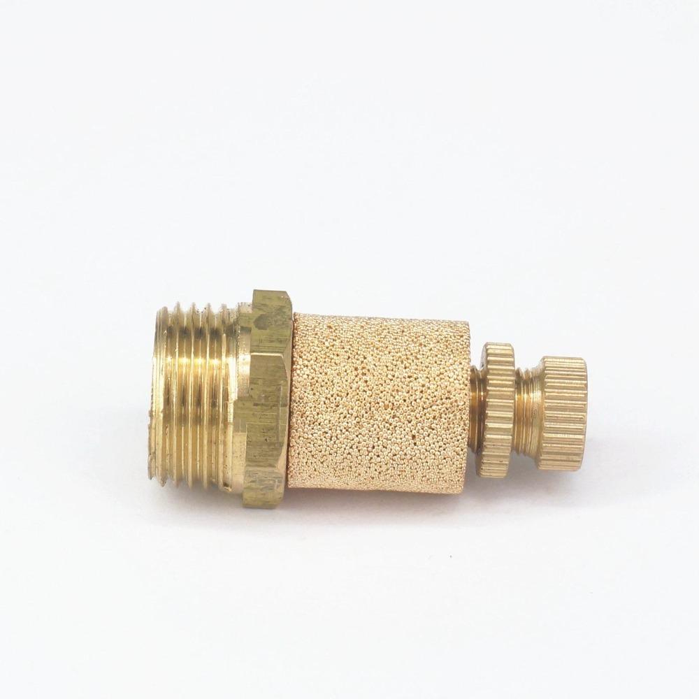 3/8" BSP Male Thread Adjustable Brass Cylinder Pneumatic Breather Silence Muffler fitting For Noise Reducing of Solenoid valve