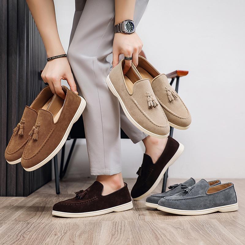 Fashion Men's Casual Shoes Suede Leather Men Classic British Style Tassels Loafers Moccasins Mens Outdoor Driving Flats