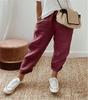 2024 Women's Cotton Linen Elastic Waist Pants - Casual Nine-Point Khaki Sky Blue