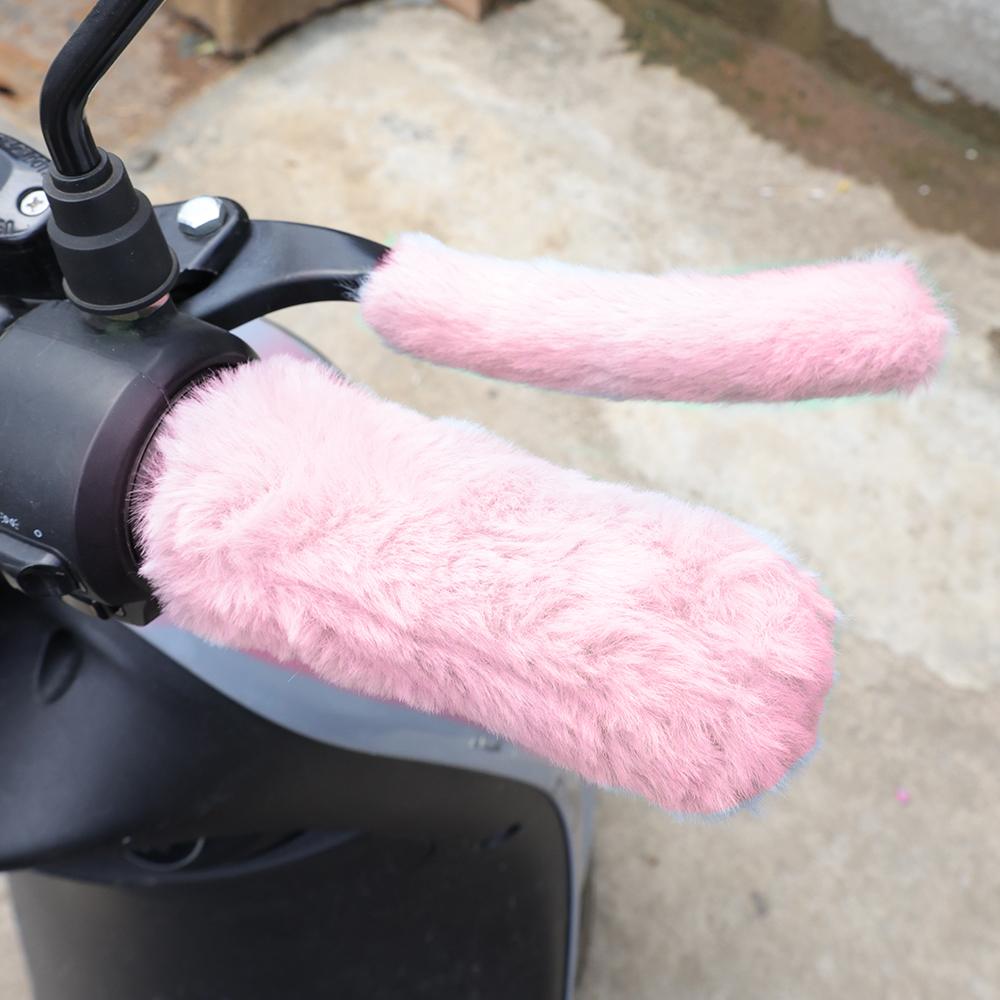 Simulated Plush Grip Glove Motorcycle Handle Cover for Winter Thick Warm Handle Gloves Covers Universal Scooters Hand Warmer