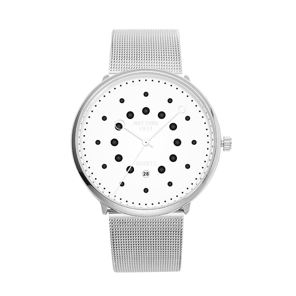 Concept Stainless Steel Mesh Strap Watch Men'S Personality Creative Waterproof Calendar Luminous Quartz Watch