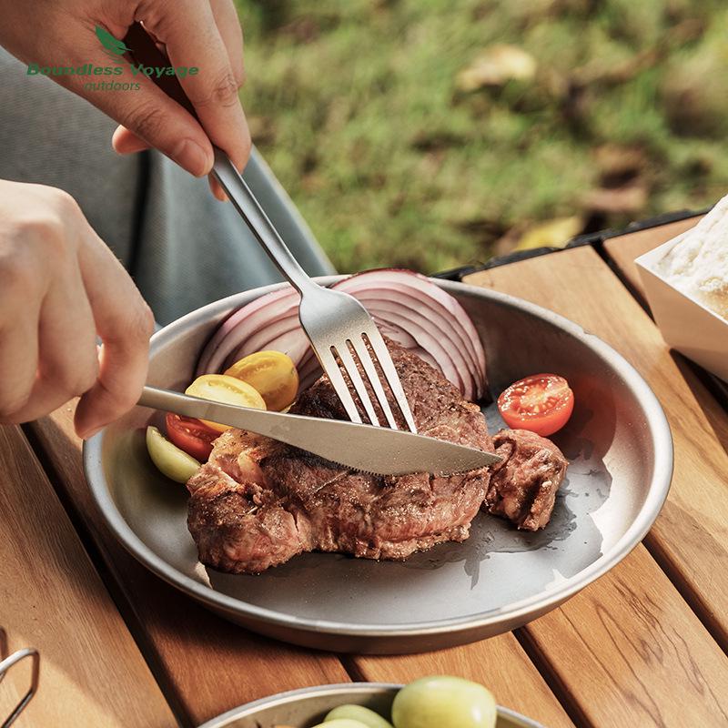 Ultra-light Pure Titanium Cutlery Set: Spoon, Fork, Knife, Chopsticks with Portable Storage Bag and Box
