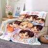 Bts Cute Cartoon Group Flannel Blanket, Soft and Warm, Suitable for Beds and Sofas, All Seasons, Portable Travel Blanket. 0730139