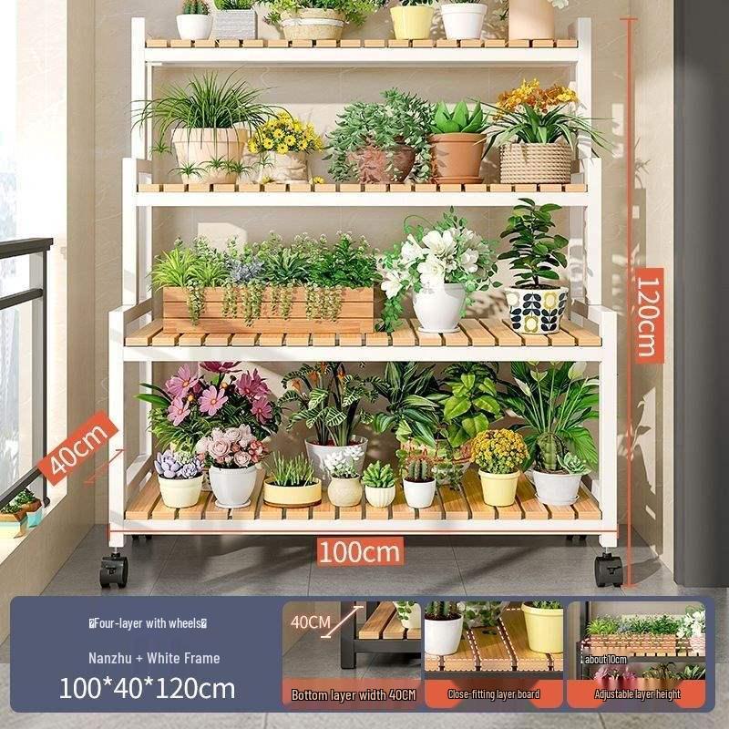 2025 Beweglicher Mehrschichtiger Blumenständer mit Rädern für Wohnzimmer und Balkon
