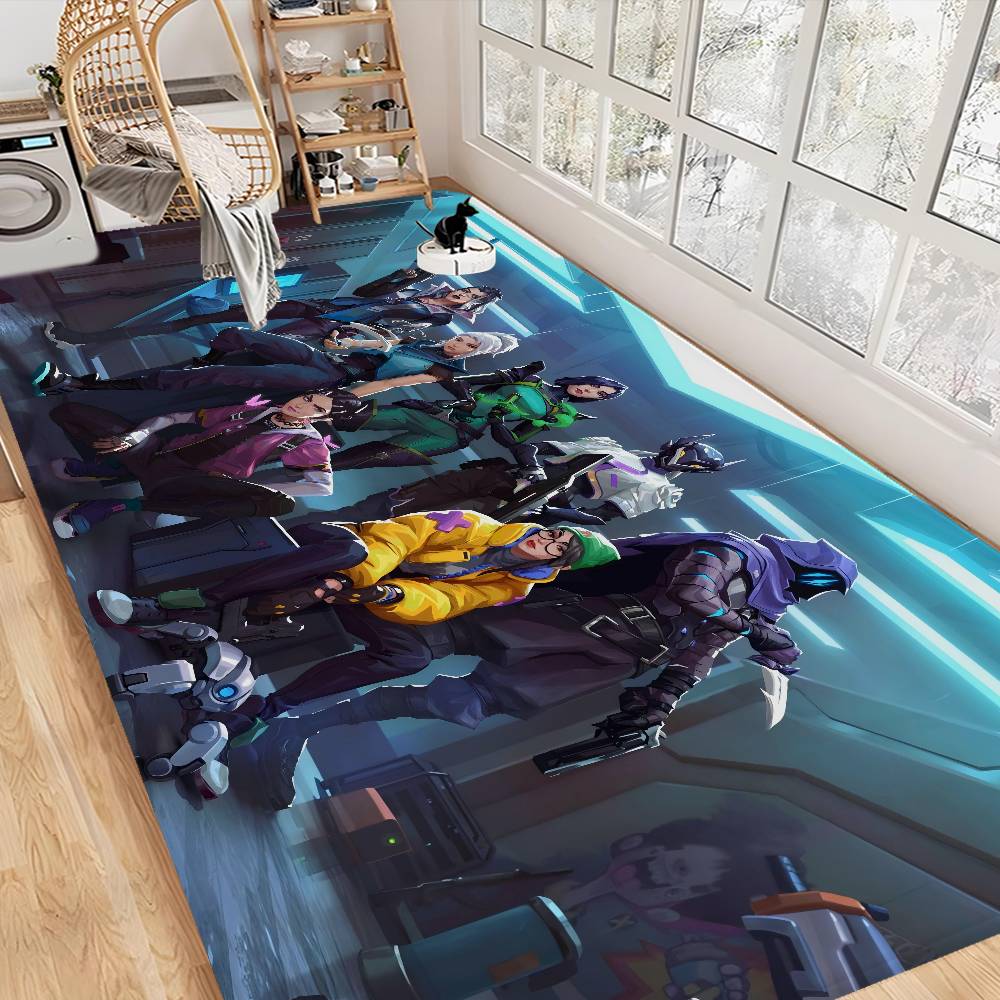 Game V-Valorant Hallway Carpet Washable Non-Slip Living Room Sofa Chairs Area Mat Kitchen Doormat Area Rug