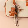 Bag Charm Fashion Series Leather Movable Limbs Coffee Bear Pendant Cute Alloy Bear Bag Braided Charm Lanyard Gift