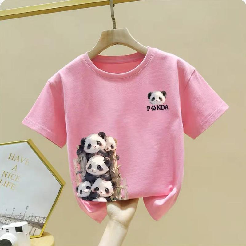 Summer Kids Cotton Short Sleeve T Shirt Cute Cat Print Boys Girls Half Sleeve Top
