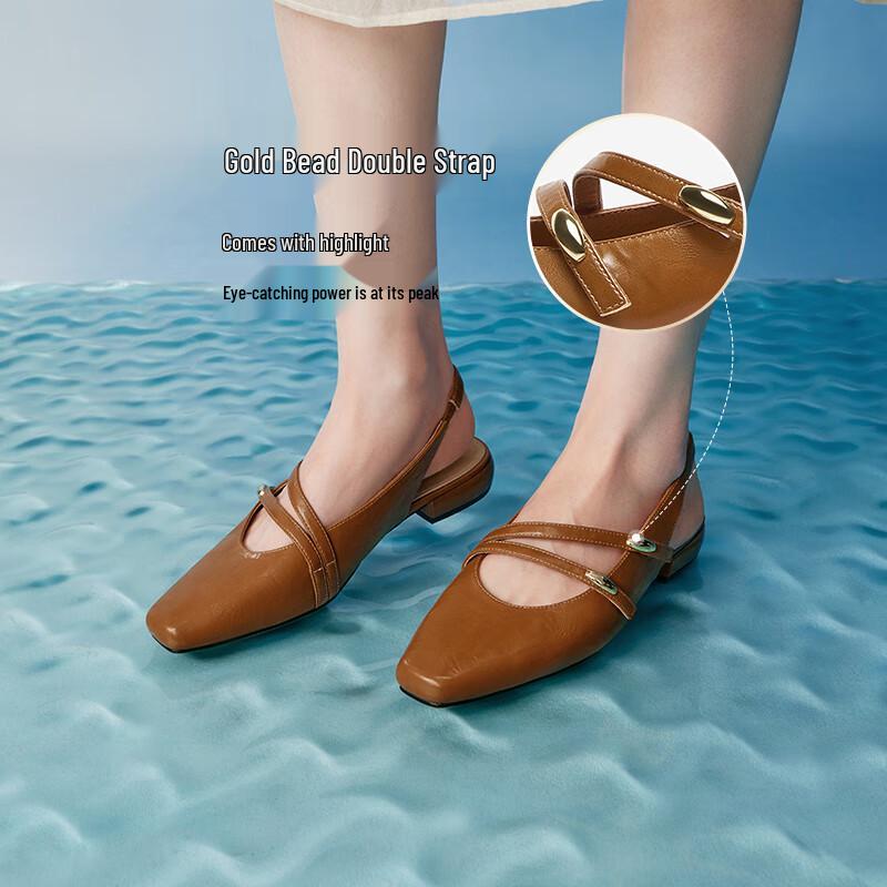 Baishitu Women s Chunky Heel Open-Back Sandals 39