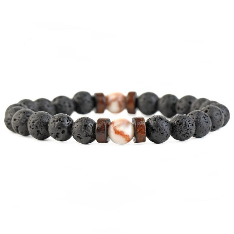 Phoenix Lapis Lazuli and Lava Stone Wooden Bead Bracelet