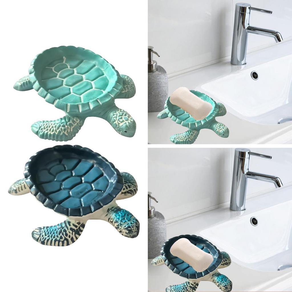 Resin Turtle Soap Holder Soap Dish Tray Soap Saver Keep Dry Clean Storage Box Organizer Self Draining for Shower Hotel Toilet
