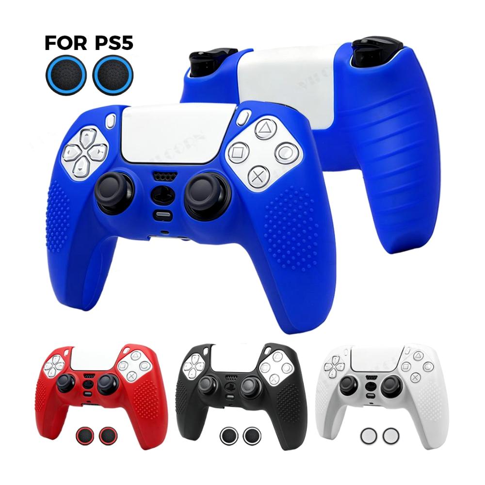 PS5 Compatible Controller Silicone Cover with Thumb Grip Caps, Anti-Slip Gamepad Skin