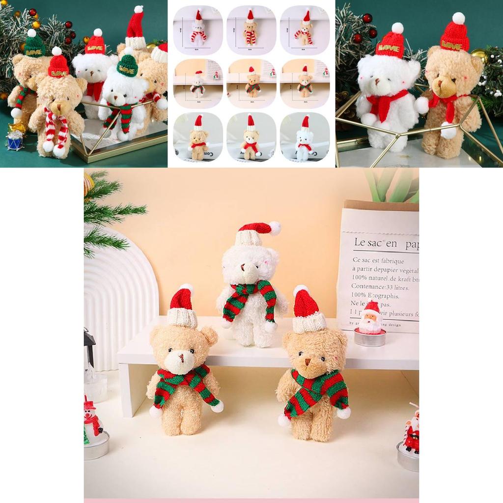 Adorable Plush Christmas Bear Pendant With Colorful Scarves And Hats Perfect For Holiday Decor