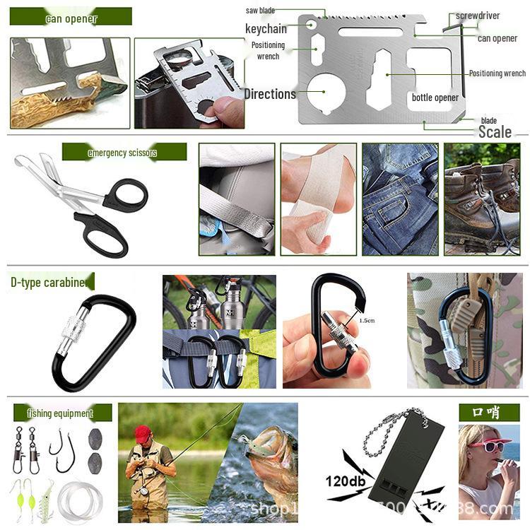 Waterproof Outdoor Adventure First Aid Kit & SOS Survival Set