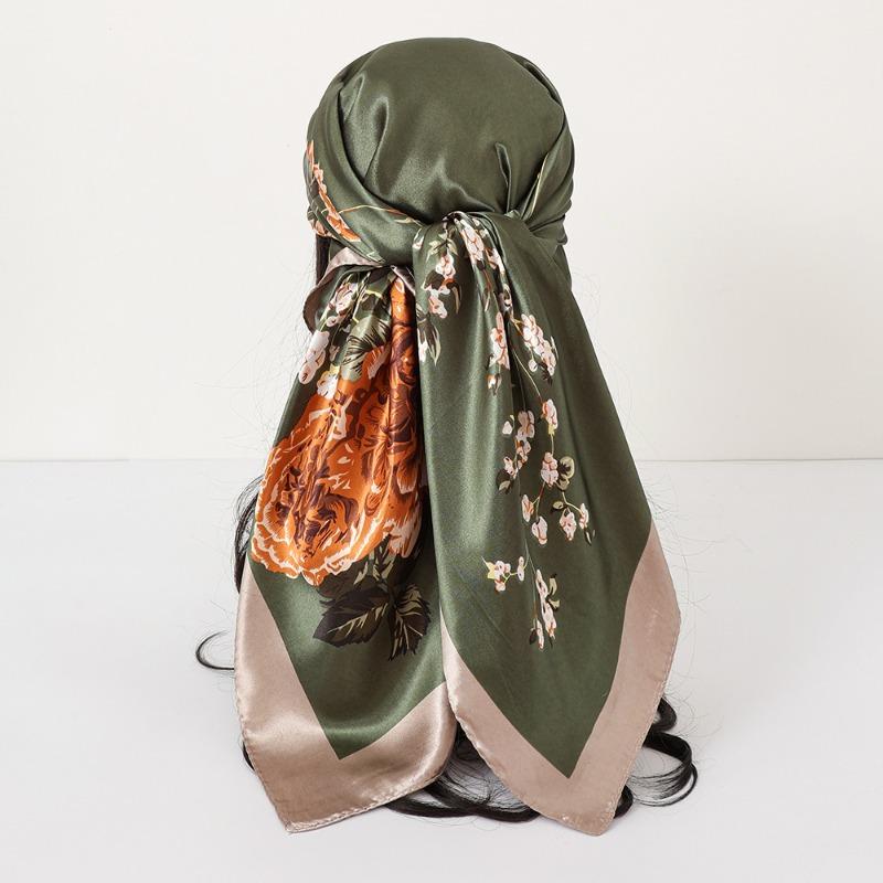 New cashew print silk scarf women's trend versatile shawl satin headscarf 90 square scarf scarf women