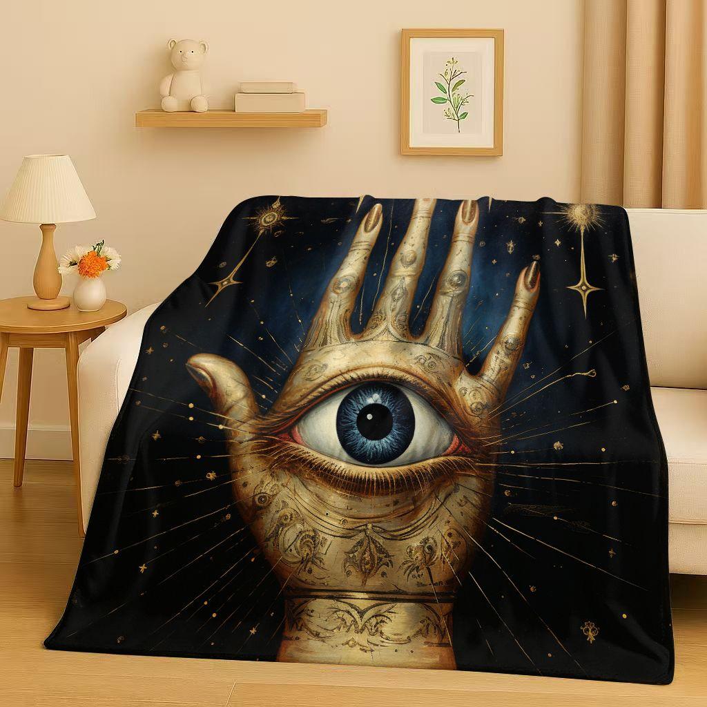 

3D Freemasonry All Seeing Eye Symbol Evil Eye Flannel Blanket,Ultra Soft Warm Plush Throw for Home Bedroom Bed Sofa Cover Kids 75x90cm