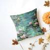 MMonet Water Lilies Cushion Cover Washable Linen Pillowcase Soft  for Daily Sofa Bed Home Room Decor