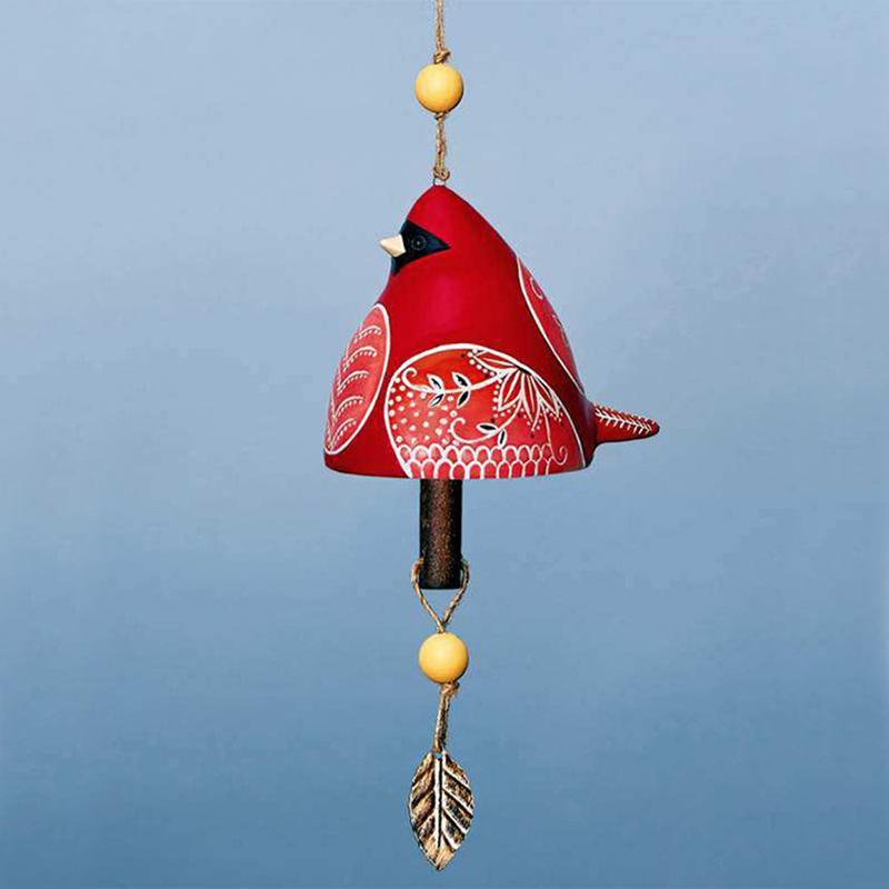 Hand Painted Resin Hanging Bird Song Bell Bird Wind Chime For Wall Window Door Wind Bell Hanging Ornaments Garden Patio Decor