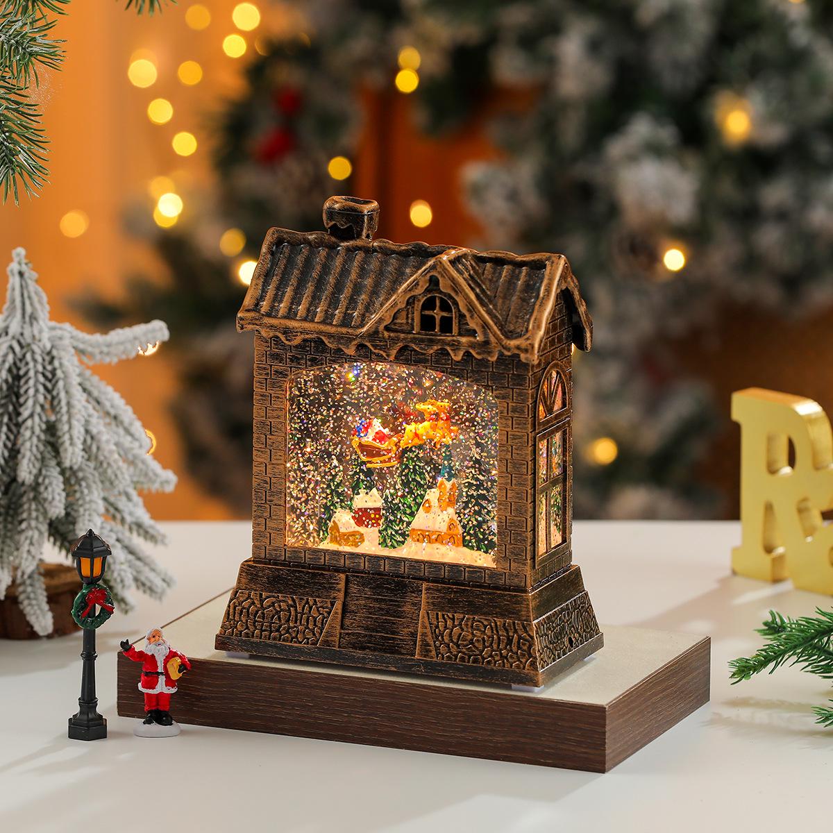 New Water-Filled Musical Snowfall Lantern Night Light Christmas Decor with Eight-Tone Music Box