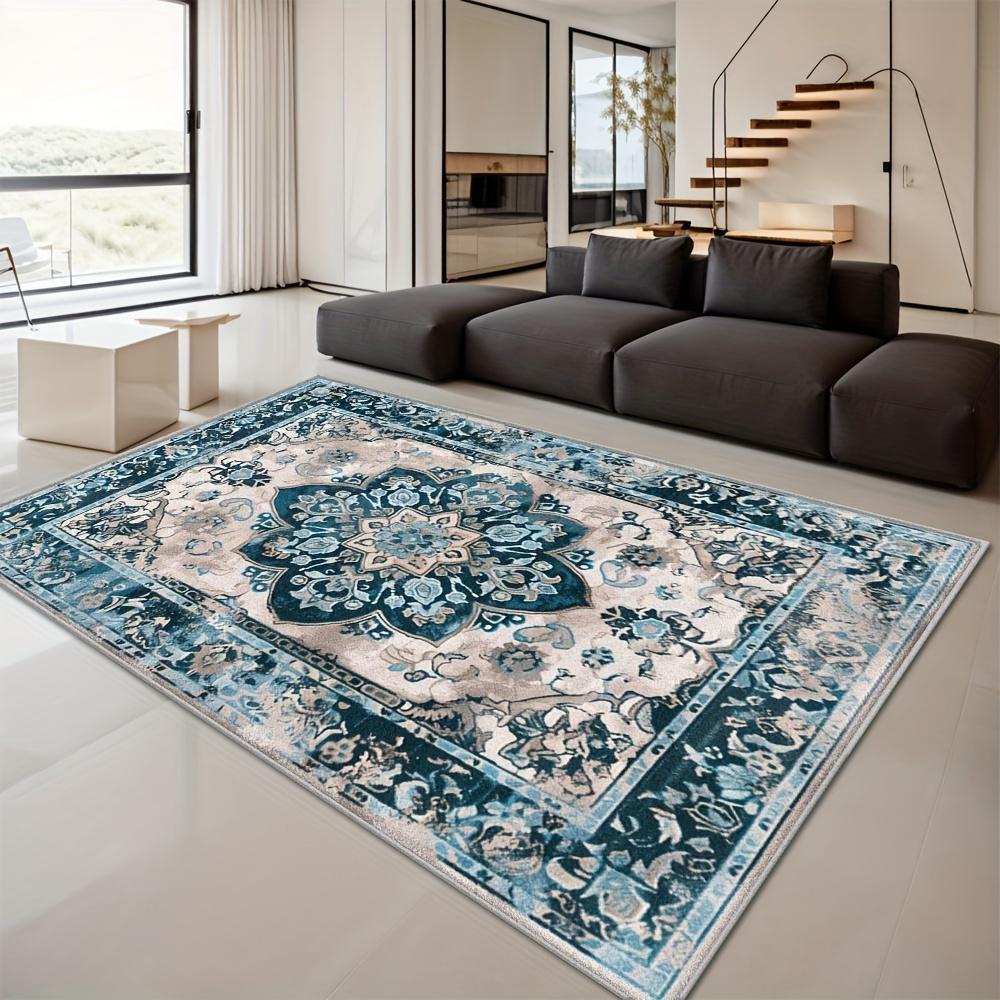 American Style Blue Persia Carpet Living Room Decoration Sofa Table Area Rugs Easy Clean Bedroom Cloakroom Floor Mat Non-slip