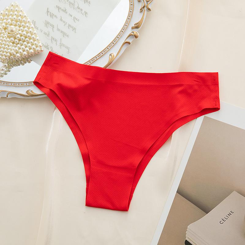 

Бесшовные трусики-стринги большого размера с дышащими отверстиями, с высоким разрезом, быстросохнущие, сексуальные женские трусики 3XL красный