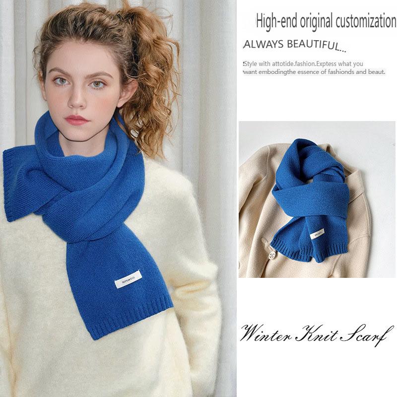 100% Pure Australian Wool Scarf Knitted Warm Neck Warmer For Men And Women New Style Solid Color Versatile Winter Accessory