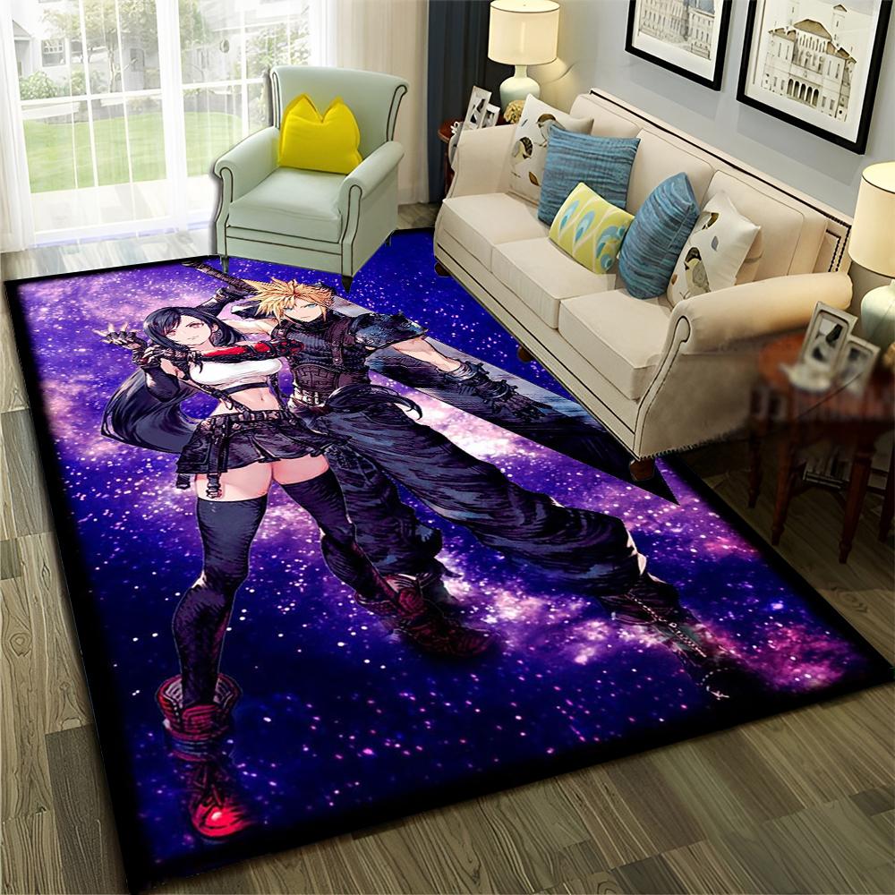 3D Final Fantasy Spiel Gamer FF14 HD Teppich für Zuhause Wohnzimmer Schlafzimmer Sofa Fußmatte Dekor, Kinderbereich Teppich Rutschfeste Bodenmatte