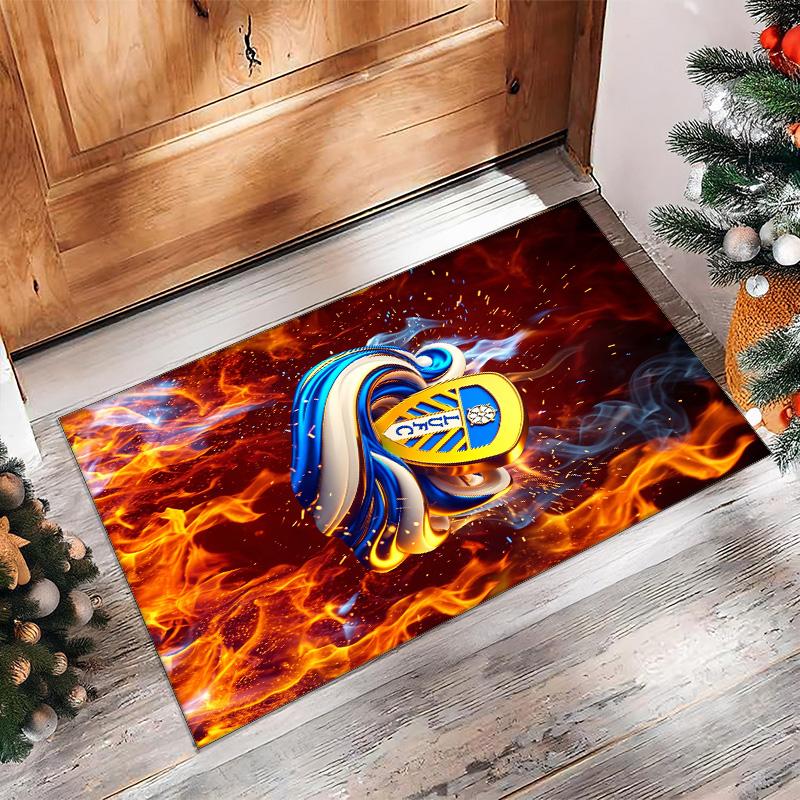 Leeds United Football Print Crystal Velvet Rug, Comfortable Water Absorbent Non Slip Indoor Floor Carpet