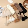 Autumn and Winter Hats for Women Sweet and Cute Fur Balls and Velvet Rabbit Fur Warm Hats Fashionable and Versatile Ear Protection Wool Hats